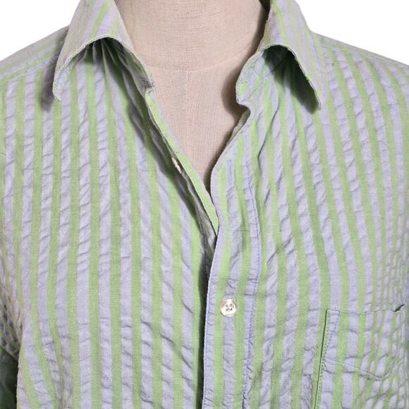 J. Peterman Green and Blue Casual Button Down Shirt - Picture 2 of 7